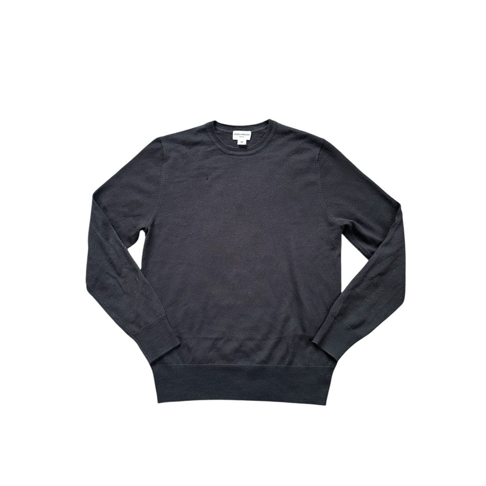 Spier‎ & Mackay Sweater Men Medium Black Merino Wool Pullover Crewneck Flawed